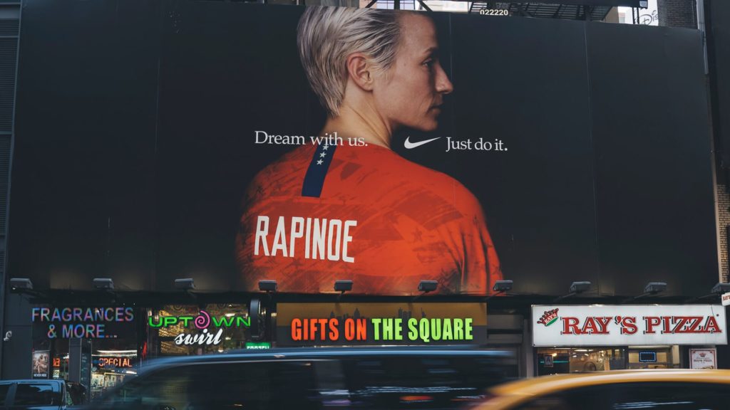 Megan Rapinoe on billboard as Nike's promotion.